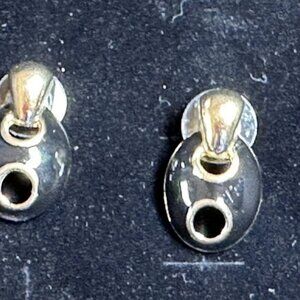 Authentic Givenchy Rare Vintage Black & Gold Enamel / Metal Abstract Earrings